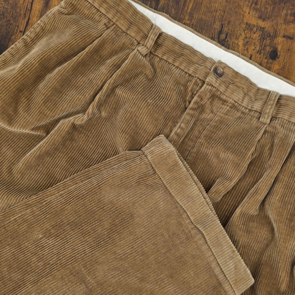 Brooks Brothers‎ Elliott Corduroy Pants Double Pleat Cuffed Brown 38x30